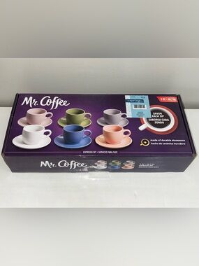 Mr. Coffee Multicolor Espresso Cup & Saucer Set - 6-Piece